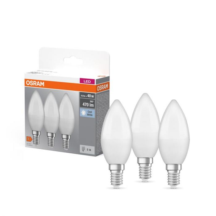 Набір ламп 3шт OSRAM LED E14 4.9Вт 4000К 470Лм B40