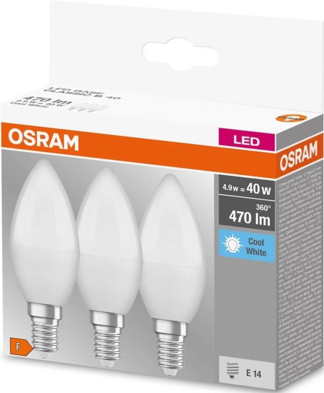 Набір ламп 3шт OSRAM LED E14 4.9Вт 4000К 470Лм B40