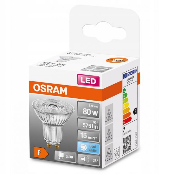 Лампа OSRAM LED GU10 6.9Вт 4000К 575Лм PAR16