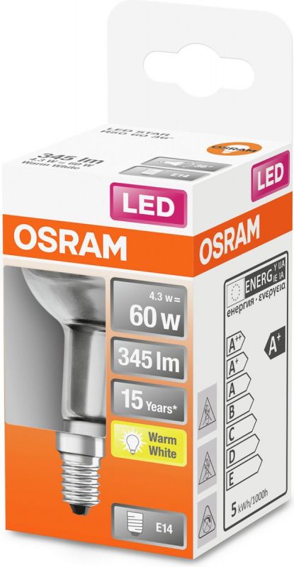 Лампа OSRAM LED E14 4.3Вт 2700К 350Лм R50 STAR