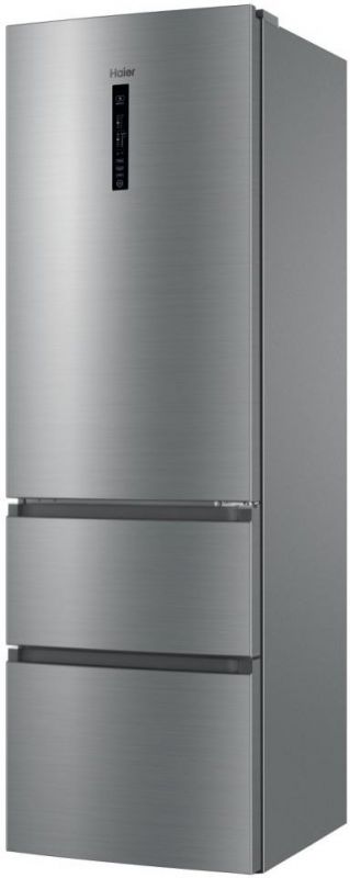 Холодильник Haier багатодверний, 190.5x59.5х65.7, холод.відд.-233л, мороз.відд.-114л, 3дв., А++, NF, інв., дисплей, зона нульова, сріблястий