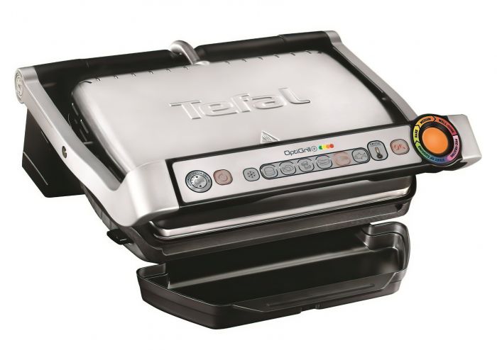 Гриль Tefal прижимний OptiGrill+ 2000Вт, темп. режимів-4, з`ємні пластини, метал