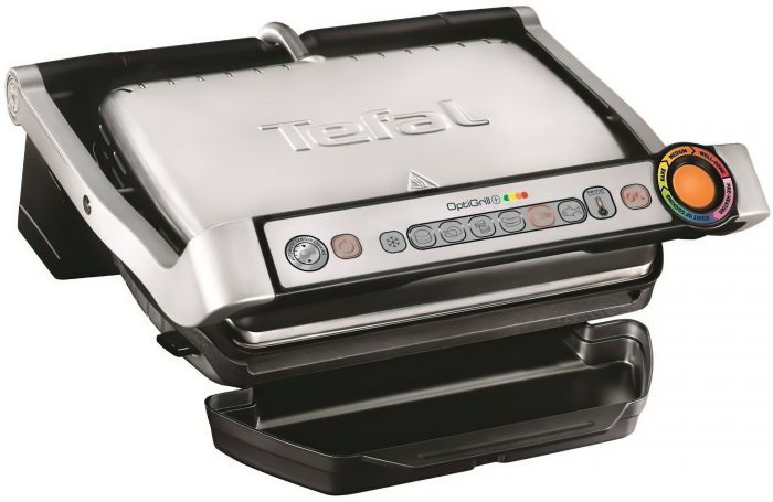 Гриль Tefal прижимний OptiGrill+ 2000Вт, темп. режимів-4, з`ємні пластини, метал