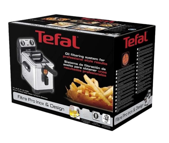 Фритюрниця Tefal Filtra Pro, 2400Вт, ємність-3л, механічне керув., від 150°C до 190°C нержавіюча сталь, чорний