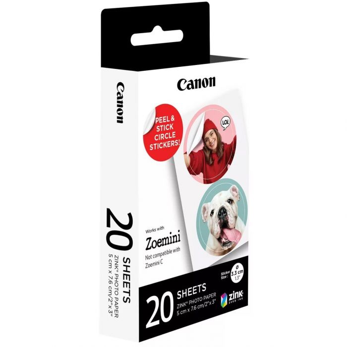 Папір Canon ZINK™ 1.3" у вигляді круглих наліпок, 20 арк.