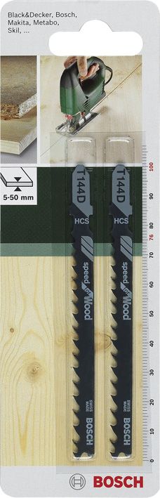 Полотно пиляльне для електролобзика HSC Bosch по дереву, T 144 D, 4-5.2х100мм, 2шт