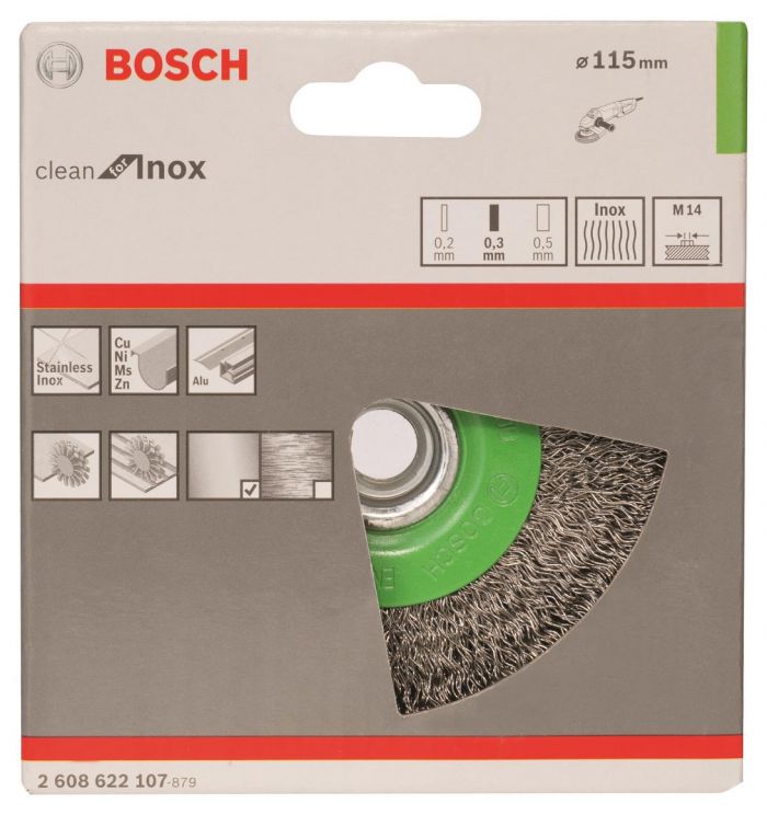 Щітка дискова Bosch нержавіюча 115мм, 0.3мм, M14
