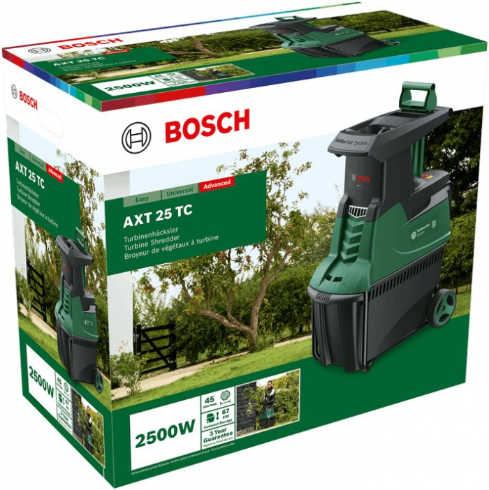 Подрібнювач садовий Bosch AXT 25 TC 2500Вт 40 об/хв 45мм 53 л. 30.5кг ріжуча система Turbine-Cut низькошумний