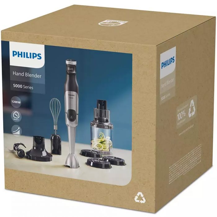 Блендер Philips  заглибний Series 5000, 1200Вт, 4в1, чопер XL, спіралайзер, чорний