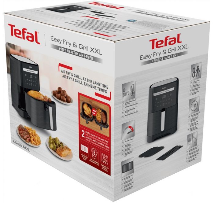 Мультипіч Tefal EasyFry&Grill XXL, 1830Вт, чаша-6.5л, сенсорне керув., 8 програм, пластик, чорний