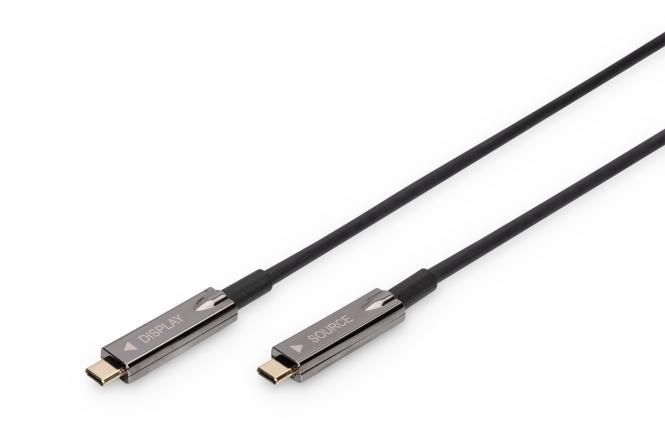 Кабель DIGITUS USB-C UHD 4K, AOC hybrid-fiber, type C M/M, 15м, чорний