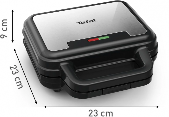 Мультимейкер Tefal UltraCompact 3in1 700Вт, тефлон, 3 пластини, корпус-метал, чорно-сірий