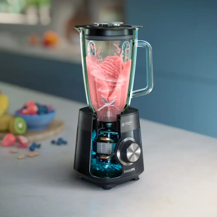 Блендер PHILIPS стаціонарний Series 5000, 1200Вт, чаша-2000мл, скло, чорний