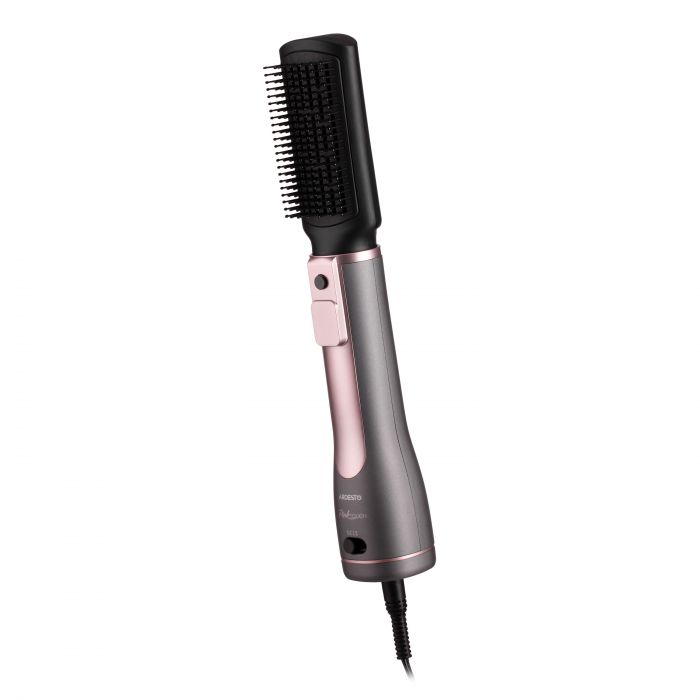 Фен-щітка ARDESTO Brush Pink Touch, 1200Вт, 2 швидкості, 2 темп. режими, LED-дисплей, функція іонізації , 4 насадки, сірий+ рожевий