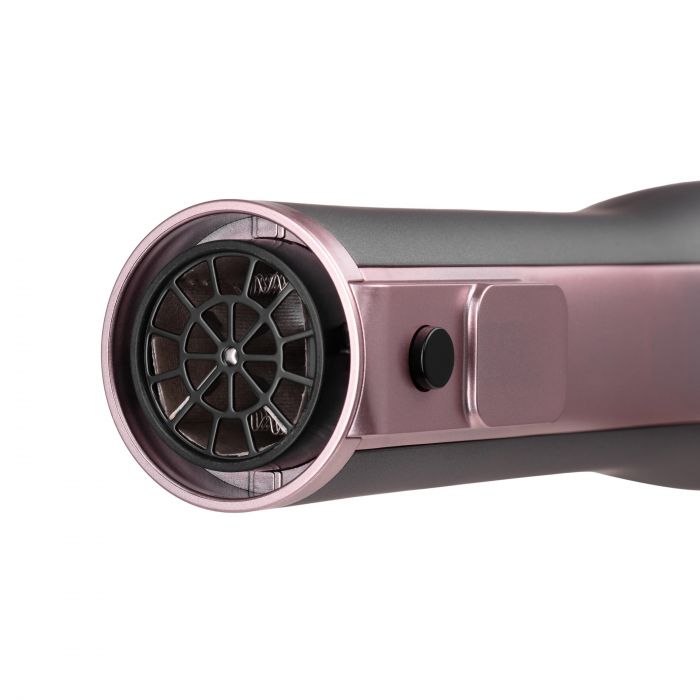 Фен-щітка ARDESTO Brush Pink Touch, 1200Вт, 2 швидкості, 2 темп. режими, LED-дисплей, функція іонізації , 4 насадки, сірий+ рожевий