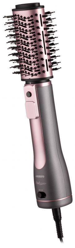 Фен-щітка ARDESTO Brush Pink Touch, 1200Вт, 2 швидкості, 2 темп. режими, LED-дисплей, функція іонізації , 4 насадки, сірий+ рожевий