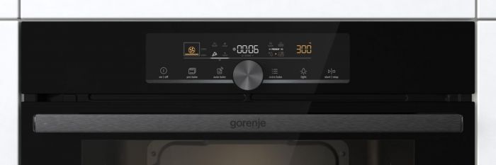 Духова шафа Gorenje електрична, 77л, A+, пара, дисплей, IconTouch, чорний