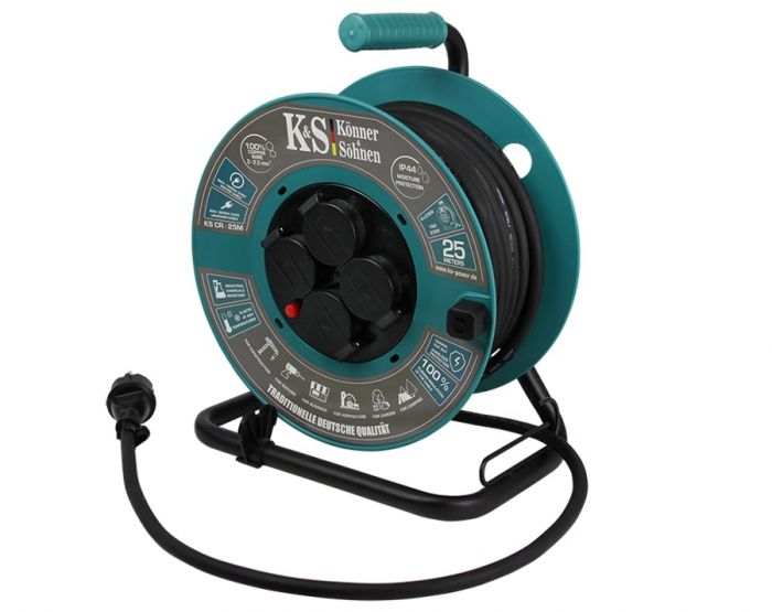Подовжувач мережевий Konner&Sohnen KS CR-25M, 25м, 4xТипF, 16A, зелений