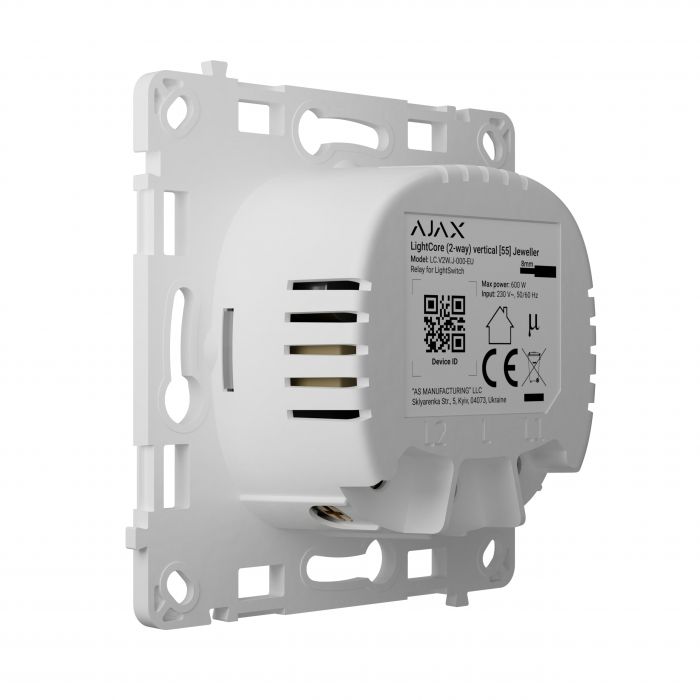 Реле одноклавішний вимикач прохідного типу Ajax LightCore Vertical 2-way for LightSwitch Jeweler, бездротовий