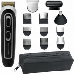 Тример Rowenta Trim & Style, для бороди, вусів, голови и тіла, мережа+акум., роторний мотор, насадок-11, чохол, титан.напил., чорно-сріблястий