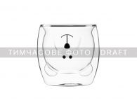 Набір чашок з подвійними стінками Ardesto Animals, 250мл, 2шт, боросилікатне скло, прозорий