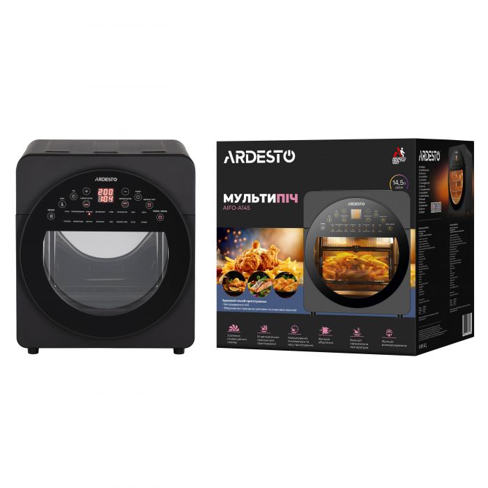 Мультипіч ARDESTO, 1700Вт, об'єм-14.5л, сенсорне керування, 50-220°C, нержав.сталь/пластик, сіро-чорний