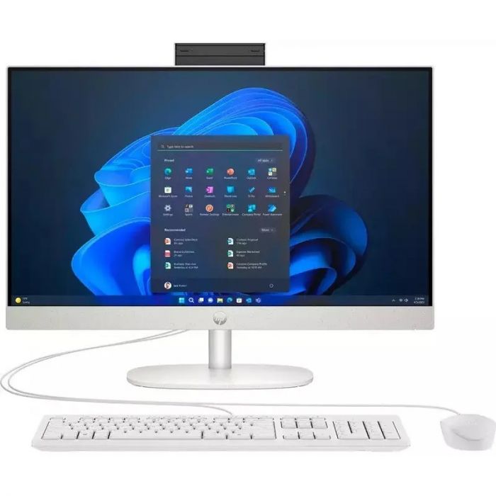 Комп'ютер персональний моноблок HP 245-G10 23.8" FHD IPS AG, AMD R5-7520U, 16GB, F512GB, UMA, WiFi, кл+м, 3р, Win11P, білий