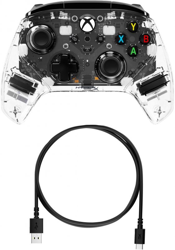 Геймпад HyperX Clutch Gladiate RGB, Xbox, PC, USB-A, прозорий