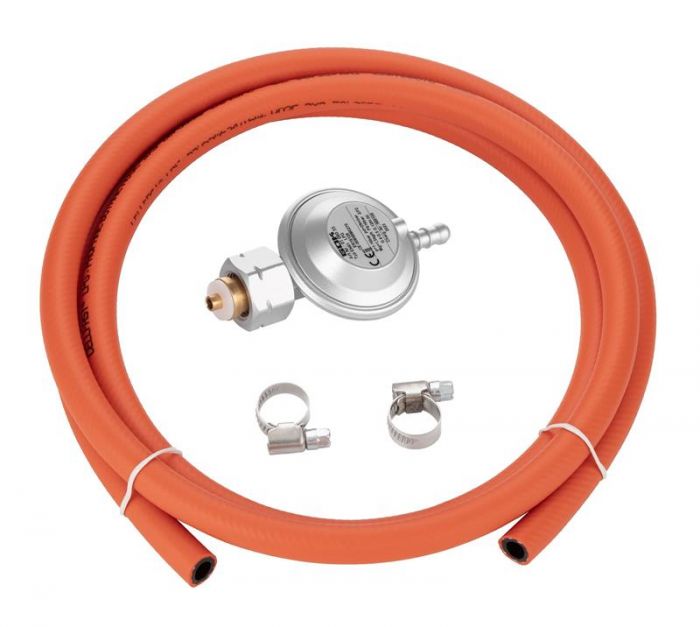 Комплект GOK підключення газового балону з вентилем Shell та KLF (редуктор 1шт, шланг 2м, хомут 2шт)