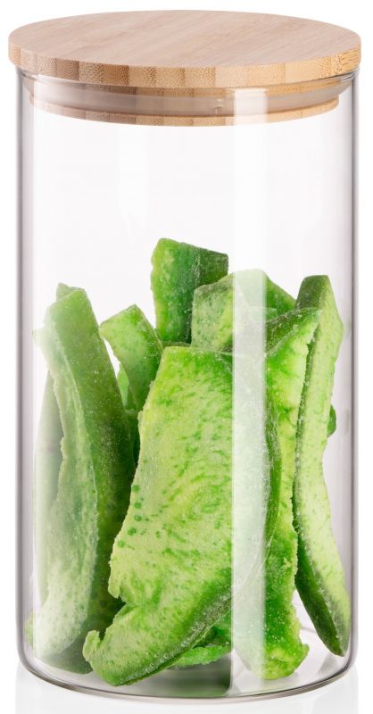 Банка для зберігання ARDESTO Midori, 760мл, скло, бамбук, кругла, прозорий