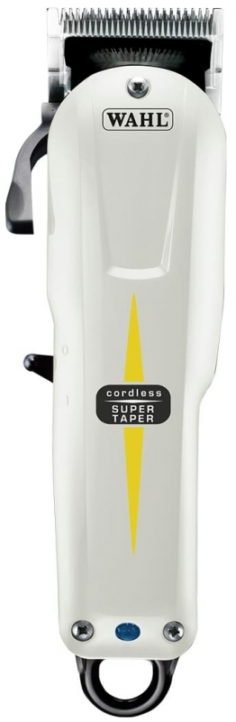 Машинка для стрижки WAHL Super Taper Cordless, акум., роторний мотор, насадок-4, гребінець, олія в компл, сталь, білий