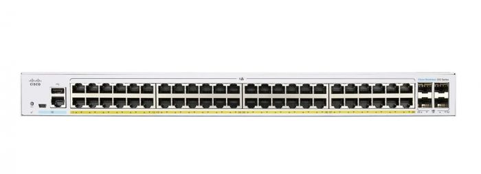 Комутатор Cisco CBS350 48xGE, PoE, 4x1G SFP, Managed