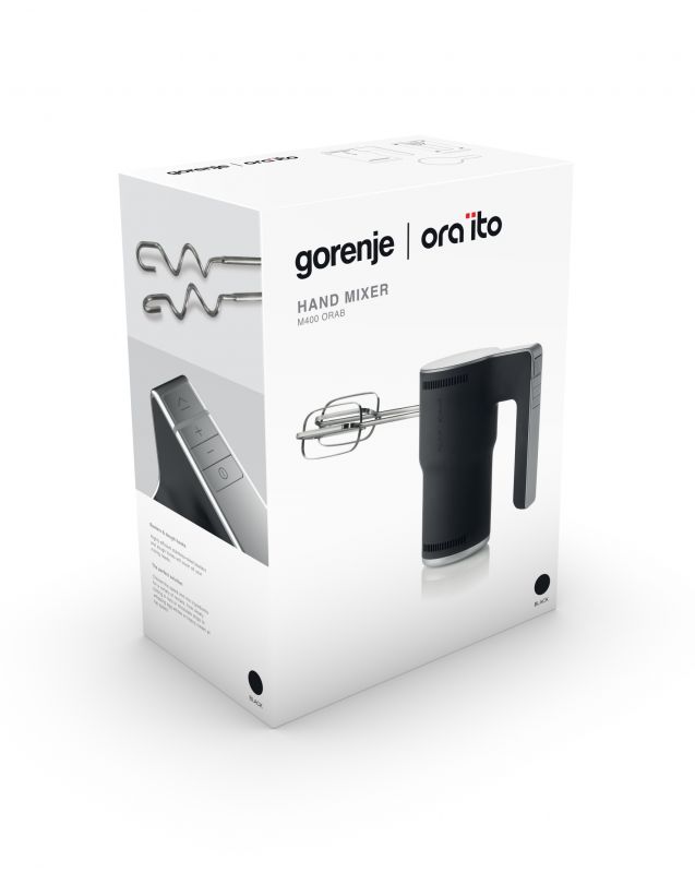 Міксер Gorenje ручний 400Вт, насадки-4, чорний