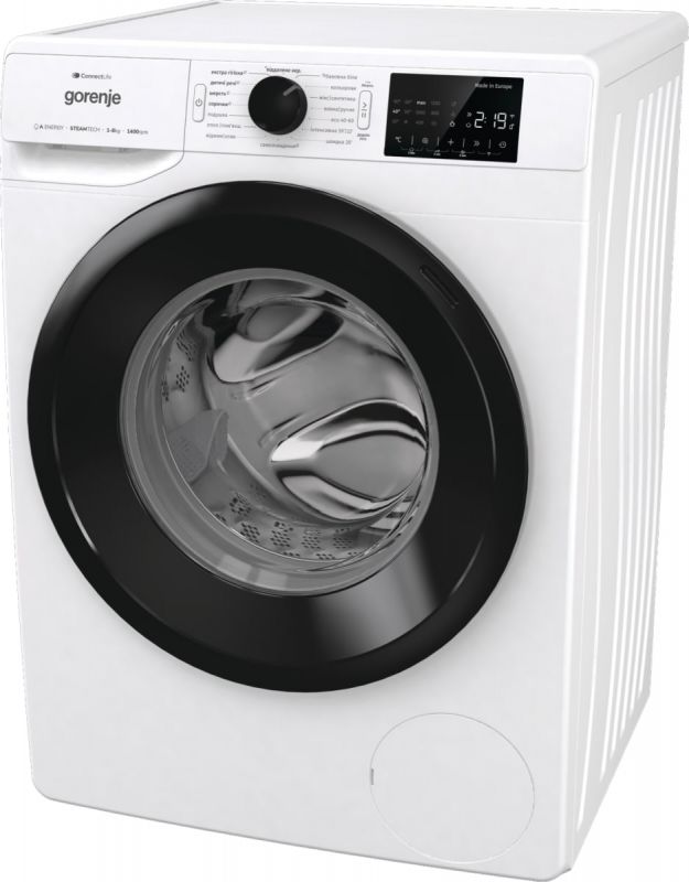 Пральна машина Gorenje фронтальна, 8кг, 1400, A+++, 55см, дисплей, інвертор, пара, Wi-Fi, білий