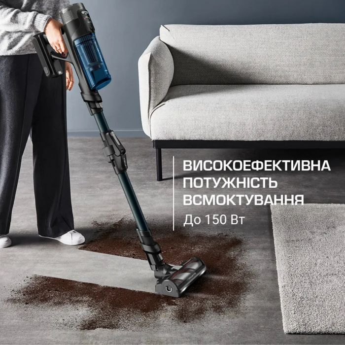 Пилосос Rowenta безпровідний X-Force Flex 12.60 Neo Auto Aqua Allergy, 150Вт, конт пил -0.65л, автон. робота до 60хв, вага-3кг, НЕРА, чорно-синій