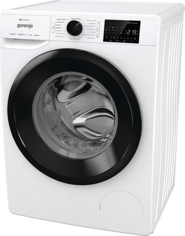 Пральна машина Gorenje фронтальна, 9кг, 1400, A+++, 46,5см, дисплей, інвертор, пара, Wi-Fi, білий