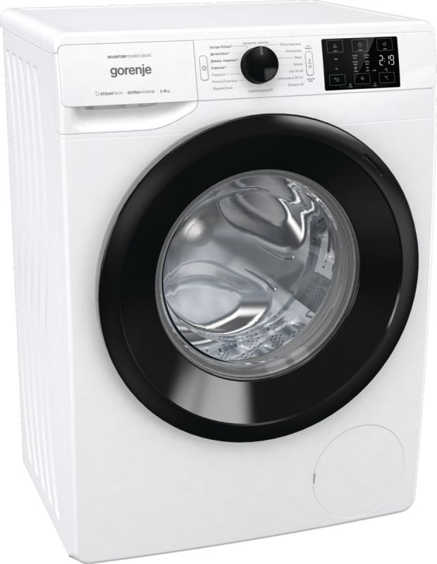 Пральна машина Gorenje фронтальна, 8кг, 1400, A+++, 46,5см, дисплей, пара, інвертор, білий