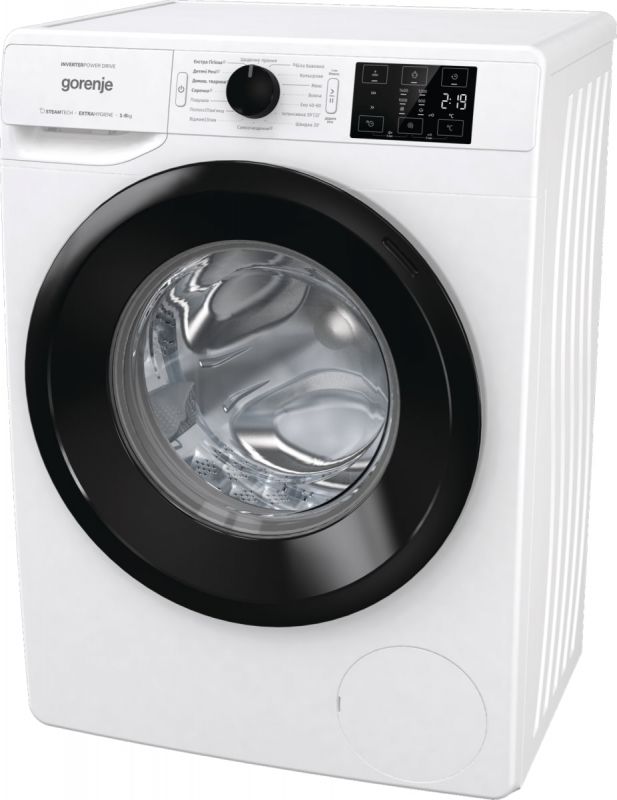 Пральна машина Gorenje фронтальна, 8кг, 1400, A+++, 46,5см, дисплей, пара, інвертор, білий