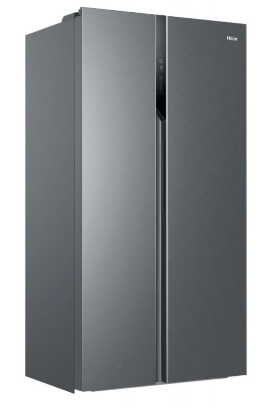 Холодильник Haier SBS, 177.5x90.8х64.7, холод.відд.-337л, мороз.відд.-177л, 2дв., А++, NF, інв., дисплей, cріблястий