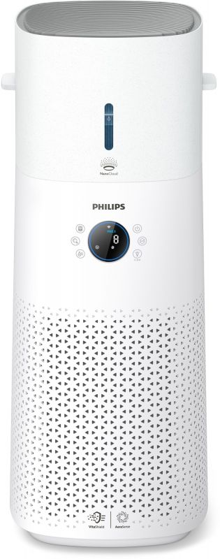 Кліматичний комплекс PHILIPS очист+зволож. Series 3000, 130м2, 505м3/год, диспл., НЕРА,попередн.вугільних. фільтр, Wi-Fi, 6 реж., біл