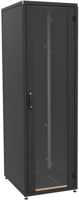 Шафа ZPAS 19", 42U, SZB IT, передні скляні двері, 600x800 мм, максимально 1000кг, чорна