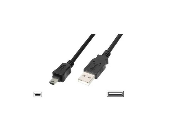 Кабель USB-A > miniUSB заряджання/синхронізації, DIGITUS, 1.8м, чорний