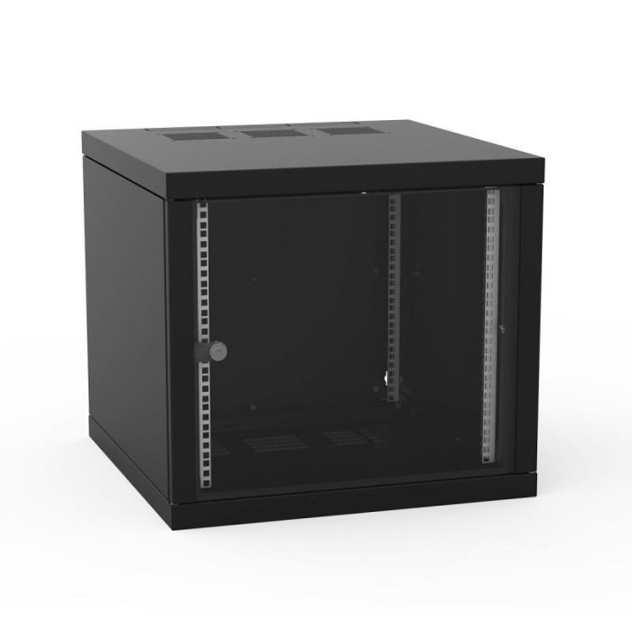 Шафа ZPAS 19", 10U, Z-BOX, змінні бічні стінки, скляні двері, 600x600 мм, максимально 100кг, чорна