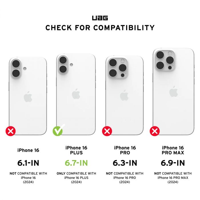 Чохол UAG для iPhone 16 Plus, Plyo Magsafe, Ice/White