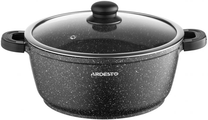 Каструля зі скляною кришкою ARDESTO Gemini Anzio, 5л, алюміній, чорний