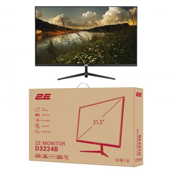 Монітор 2E 31.5" D3224B 2xHDMI, DP, IPS, 2560x1440, 75Hz, 5ms, FreeSync