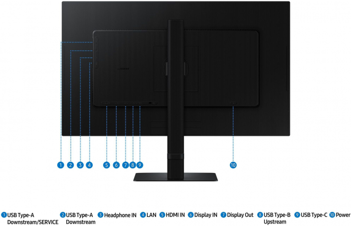 Монітор Samsung 27" S60UD HDMI, DP, USB, USB-C, MM, IPS, 2560x1440, 100Hz, 1ms