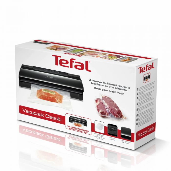 Вакууматор Tefal Classic для пакетів, 35см, електроннне керування, +18 пакетів,, пластик, чорний