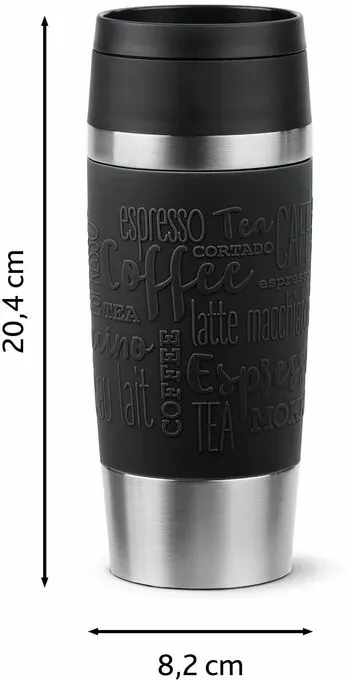 Термочашка Tefal Travel Mug Classic, 360мл, нержавіюча сталь, чорний