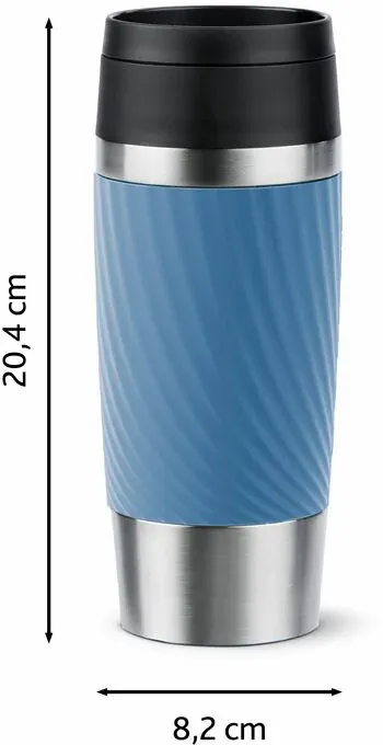 Термочашка Tefal Travel Mug Classic Twist, 360мл, нержавіюча сталь, блакитний